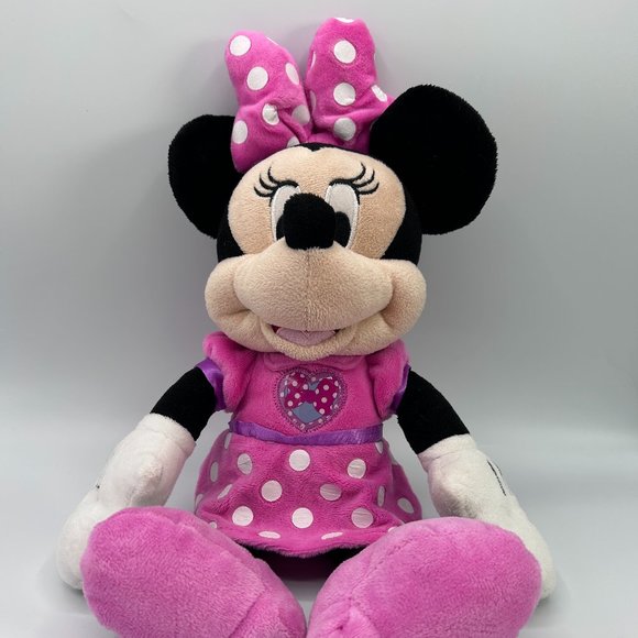 Disney Minnie Mouse Plush 12+" Pink Polka Dots Stuffed Toy TALKS & SINGS - Picture 1 of 10